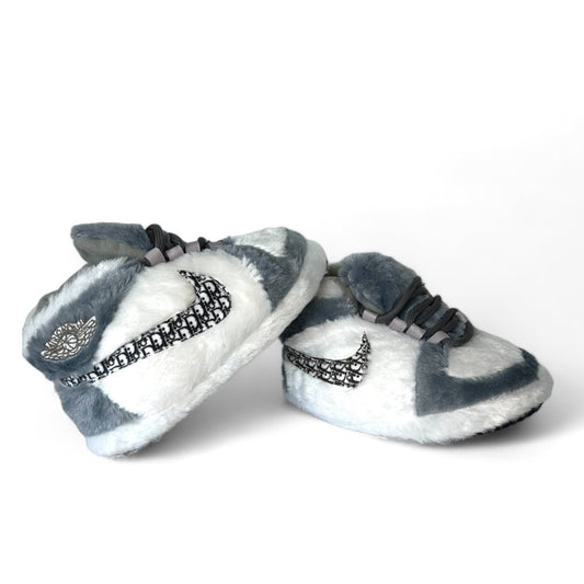 'OG' White - Grey Sneaker Slippers - Trend Sellers