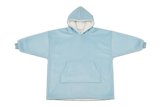 Blanket Hoodie Baby Blue - Sherpa lining - Wearable Blanket shown in a studio shot
