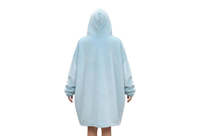 Blanket Hoodie Baby Blue - Sherpa lining - Wearable Blanket Back view model in studio shot