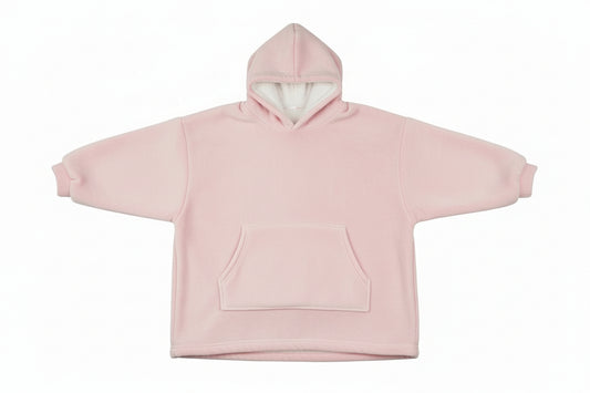 Blanket Hoodie Baby Pink - Sherpa lining - Wearable Blanket shown in a studio shot
