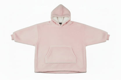 Blanket Hoodie Baby Pink - Sherpa lining - Wearable Blanket shown in a studio shot
