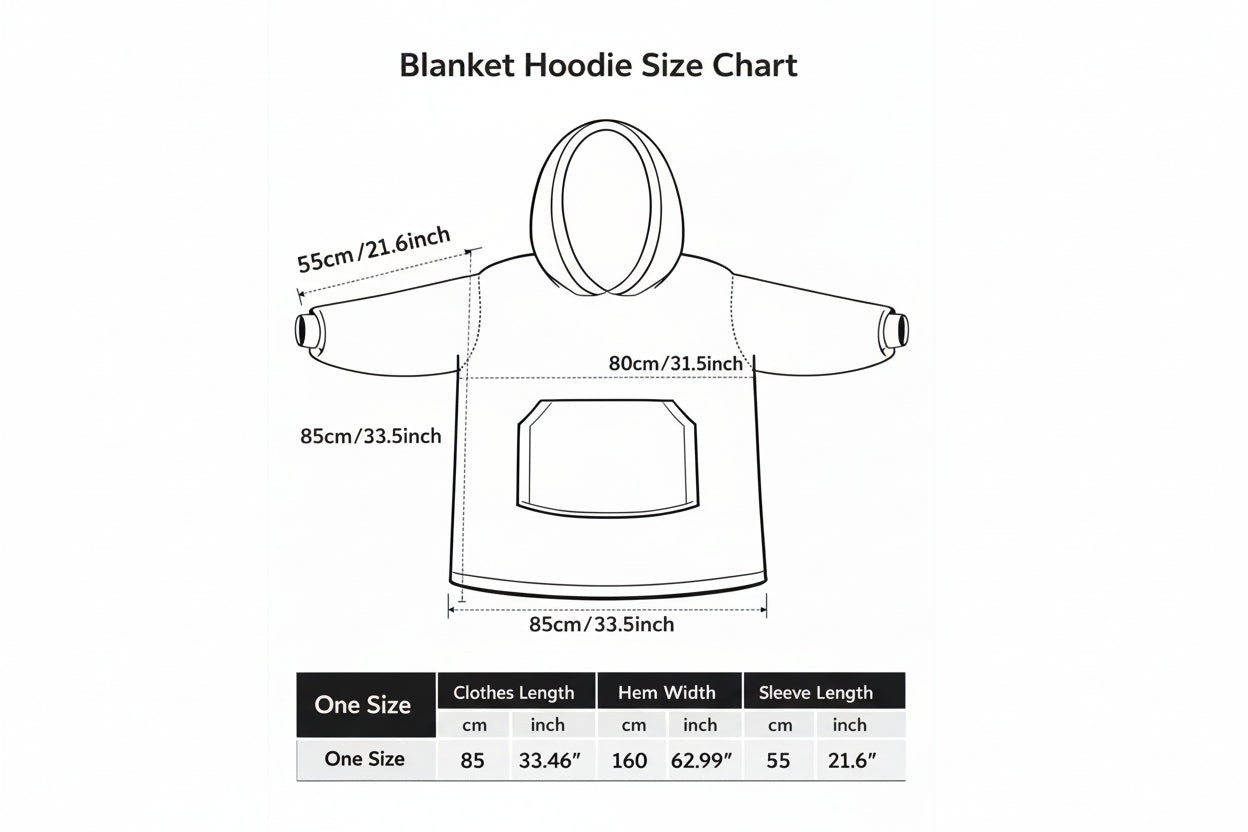Blanket Hoodie Size Chart
