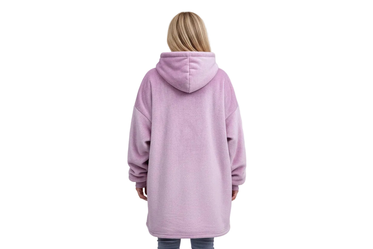 Blanket Hoodie Lavender - Sherpa lining - Wearable Blanket Back view model in studio shot
