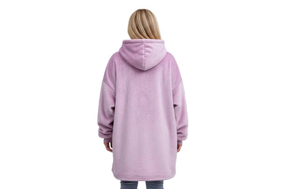Blanket Hoodie Lavender - Sherpa lining - Wearable Blanket Back view model in studio shot
