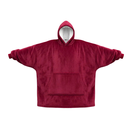 Blanket Hoodie Wine red - Sherpa lining - Wearable Blanket shown in a studio shot