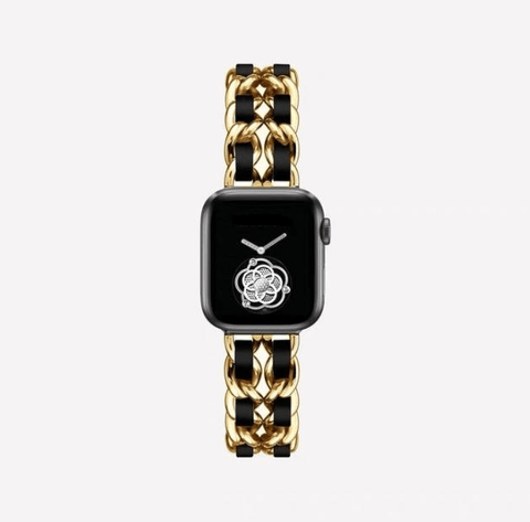 gold black apple watch band stainless steel